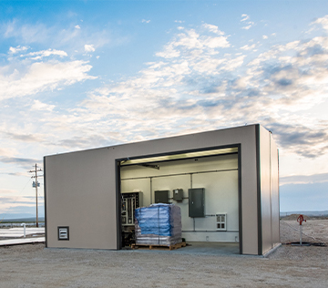DuraFiber building for wastewater treatment plant with overhead door